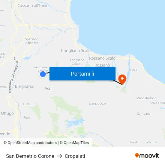 San Demetrio Corone to Cropalati map