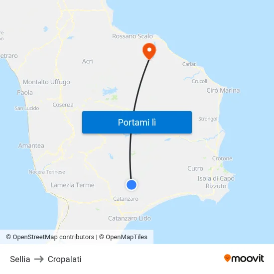 Sellia to Cropalati map