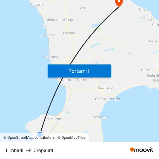 Limbadi to Cropalati map