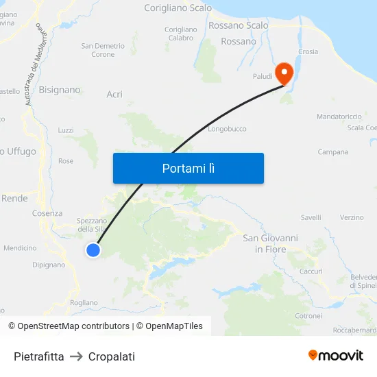 Pietrafitta to Cropalati map