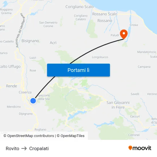 Rovito to Cropalati map