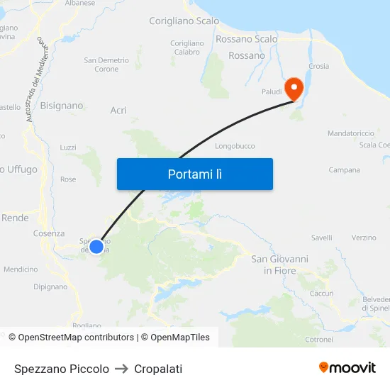 Spezzano Piccolo to Cropalati map