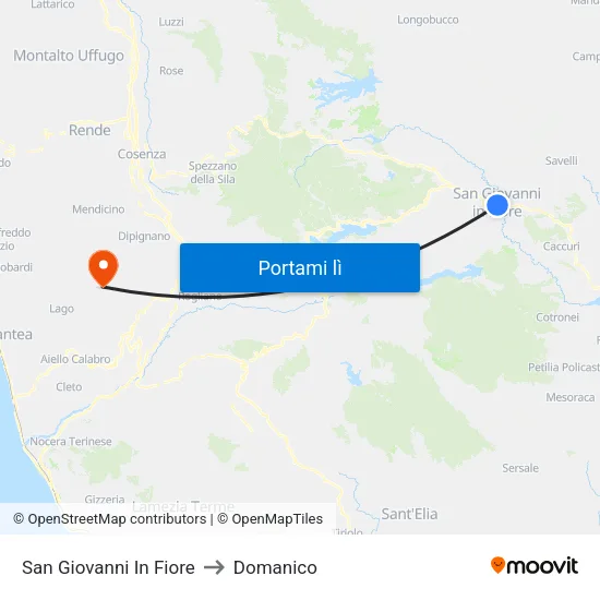 San Giovanni In Fiore to Domanico map