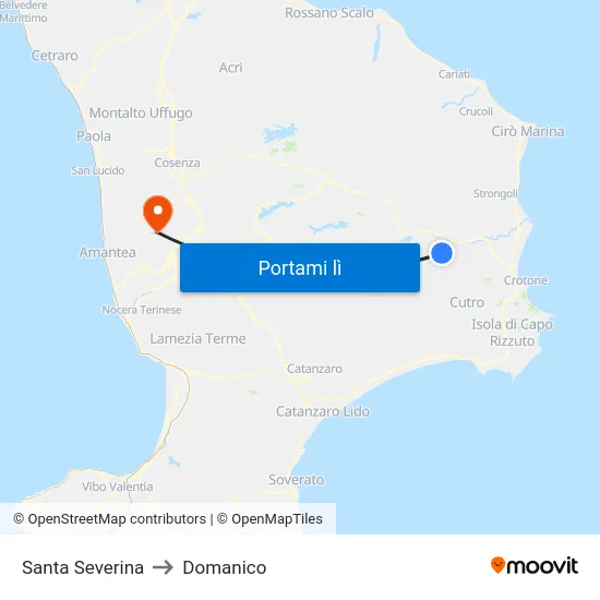 Santa Severina to Domanico map