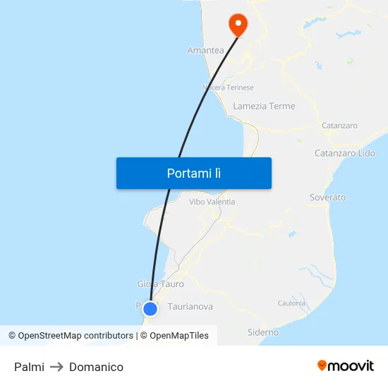 Palmi to Domanico map
