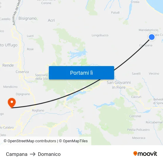 Campana to Domanico map