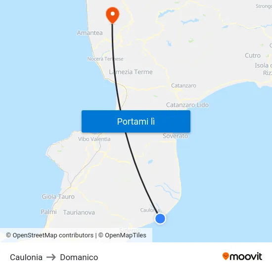 Caulonia to Domanico map