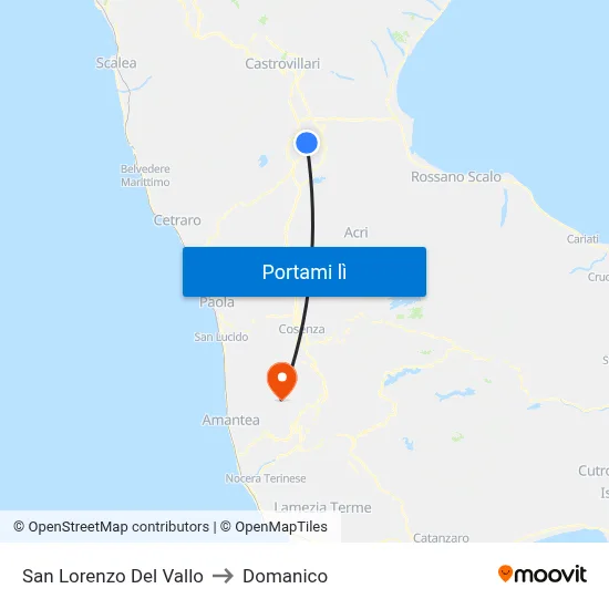 San Lorenzo Del Vallo to Domanico map