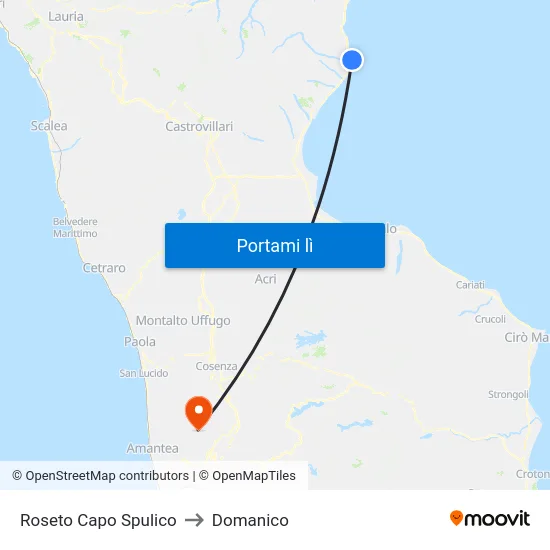 Roseto Capo Spulico to Domanico map