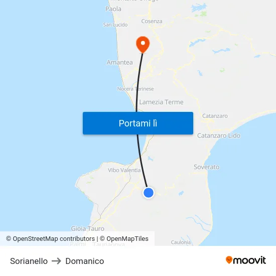 Sorianello to Domanico map
