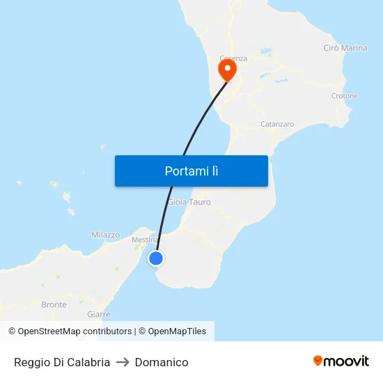 Reggio Di Calabria to Domanico map