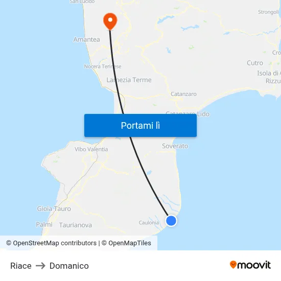 Riace to Domanico map