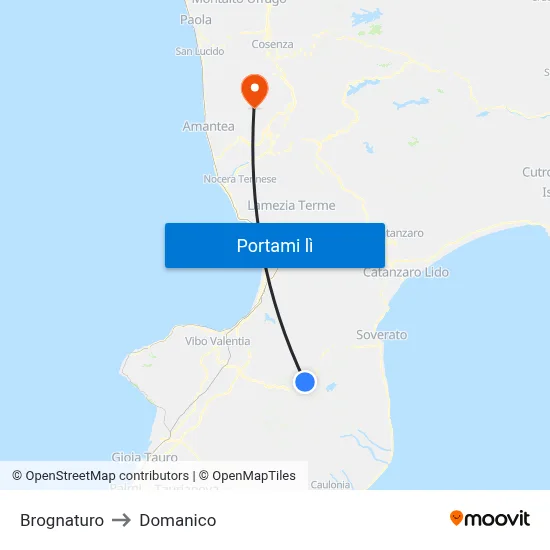 Brognaturo to Domanico map