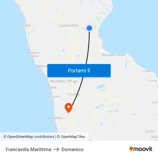 Francavilla Marittima to Domanico map