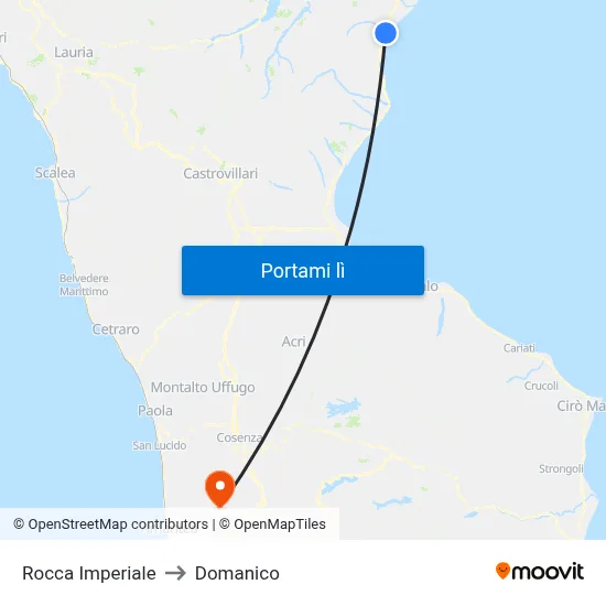 Rocca Imperiale to Domanico map