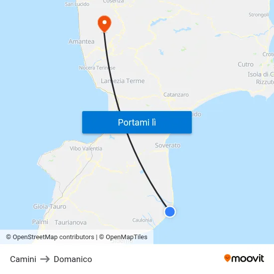 Camini to Domanico map