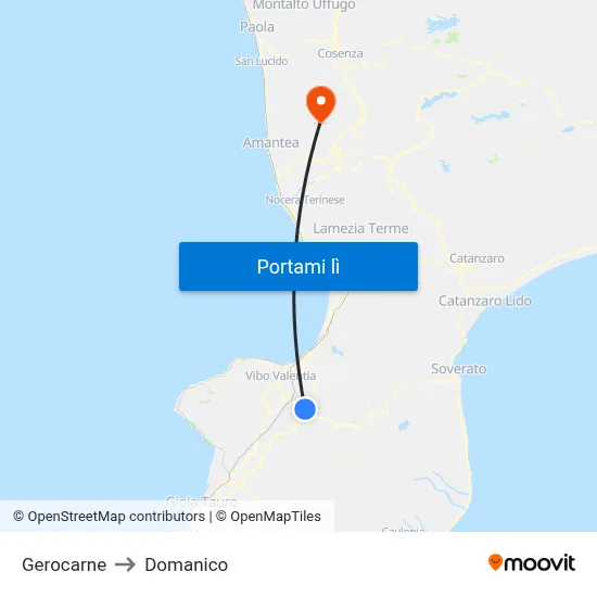 Gerocarne to Domanico map