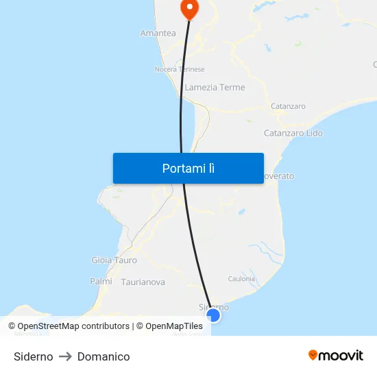 Siderno to Domanico map