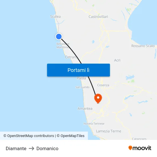 Diamante to Domanico map