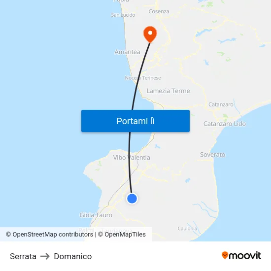 Serrata to Domanico map