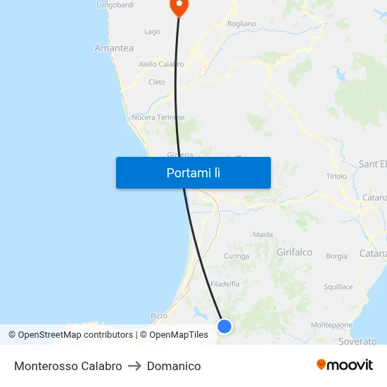 Monterosso Calabro to Domanico map