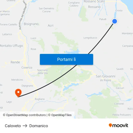 Caloveto to Domanico map