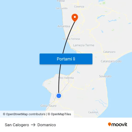 San Calogero to Domanico map