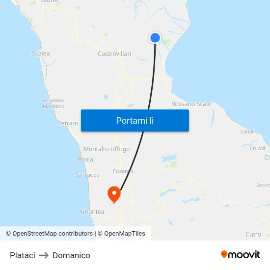 Plataci to Domanico map