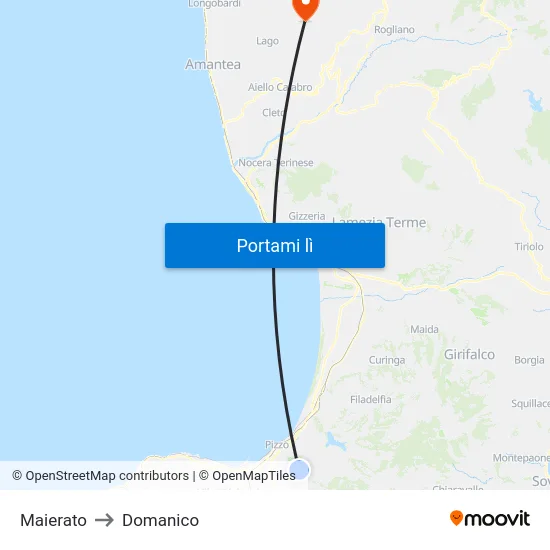Maierato to Domanico map