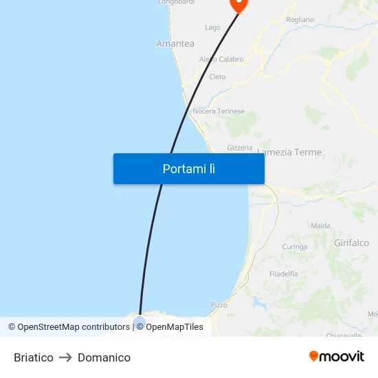 Briatico to Domanico map