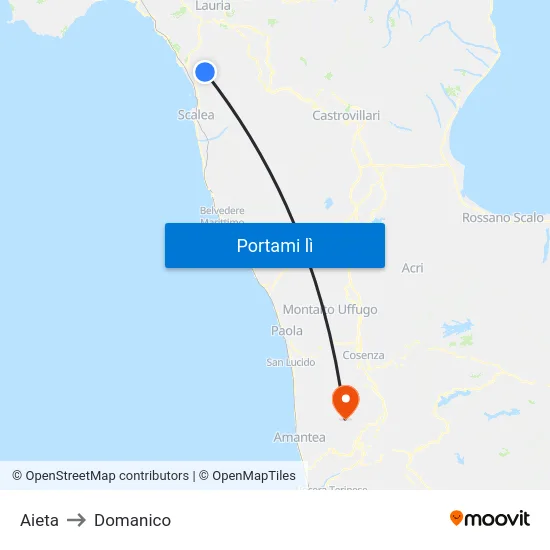 Aieta to Domanico map