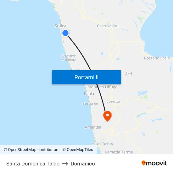 Santa Domenica Talao to Domanico map