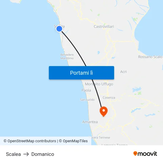 Scalea to Domanico map