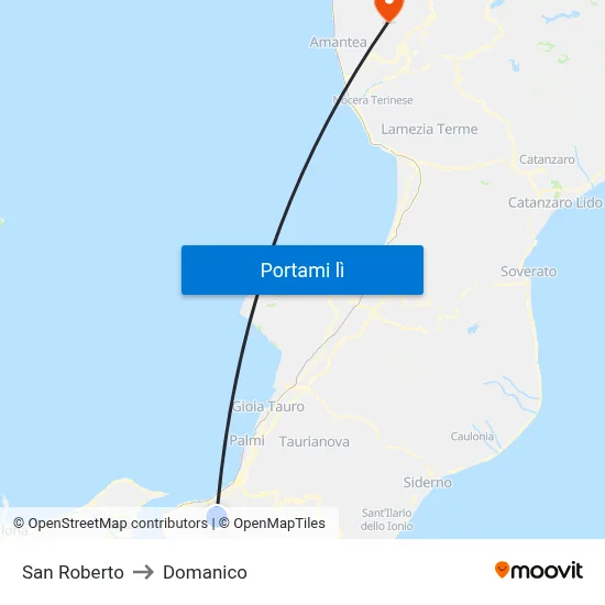 San Roberto to Domanico map