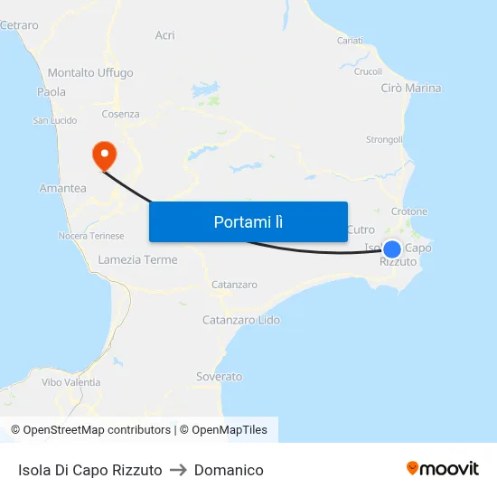 Isola Di Capo Rizzuto to Domanico map