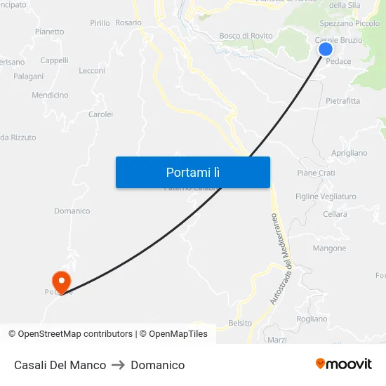 Casali Del Manco to Domanico map