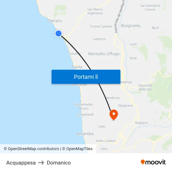Acquappesa to Domanico map