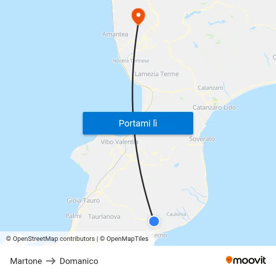 Martone to Domanico map