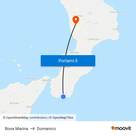 Bova Marina to Domanico map