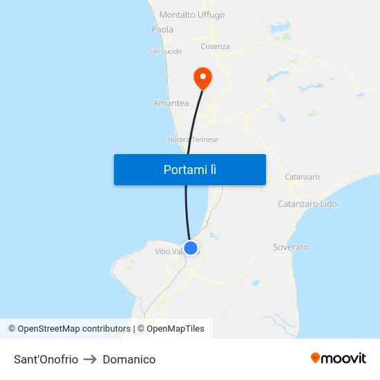 Sant'Onofrio to Domanico map