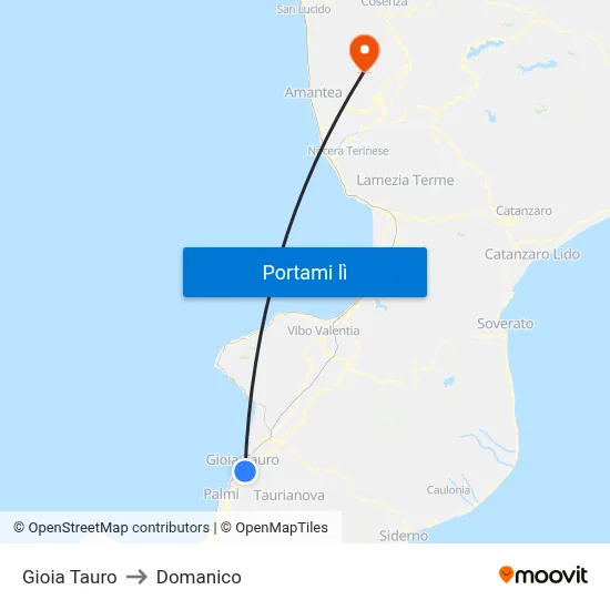 Gioia Tauro to Domanico map