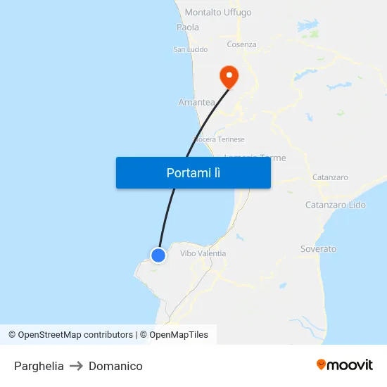 Parghelia to Domanico map