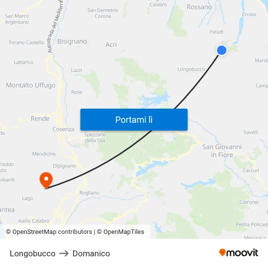 Longobucco to Domanico map