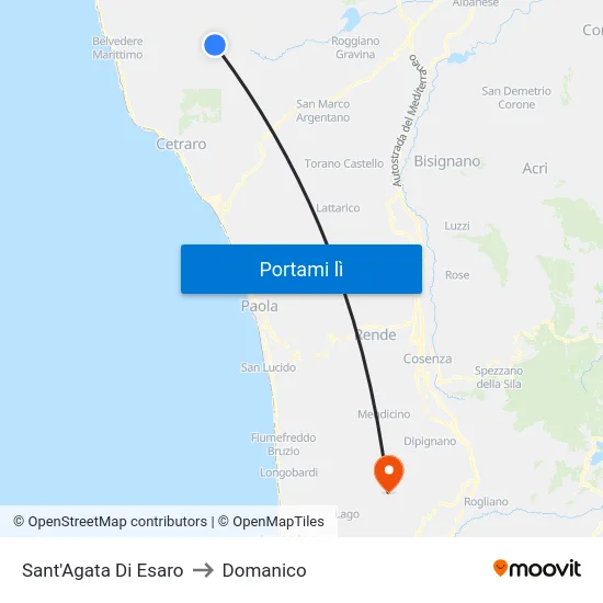 Sant'Agata Di Esaro to Domanico map