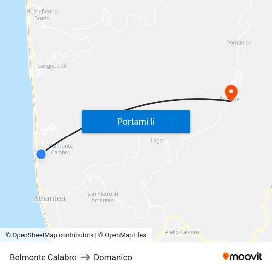 Belmonte Calabro to Domanico map