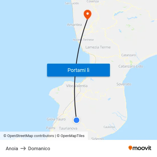Anoia to Domanico map