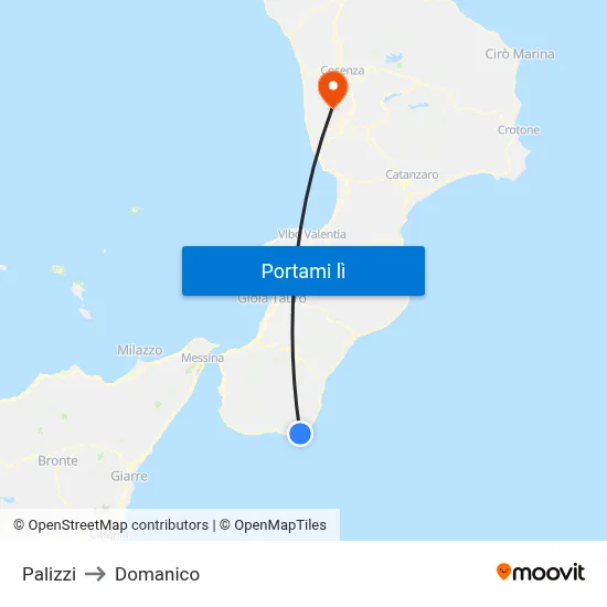 Palizzi to Domanico map