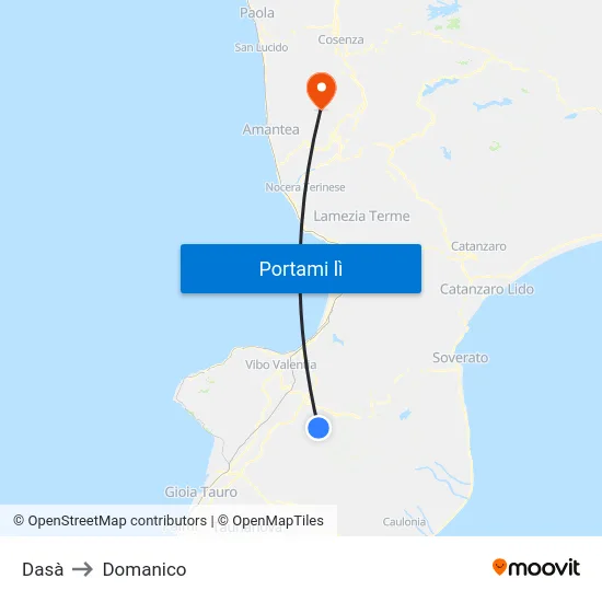 Dasà to Domanico map
