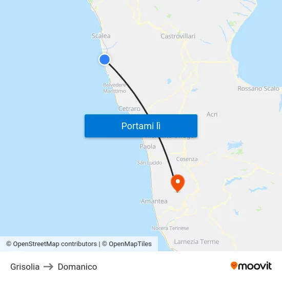 Grisolia to Domanico map