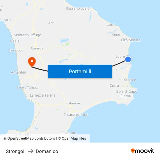 Strongoli to Domanico map